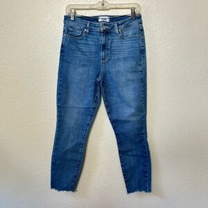 Paige Medium Wash Hoxton Cropped Skinny Jeans Size 29